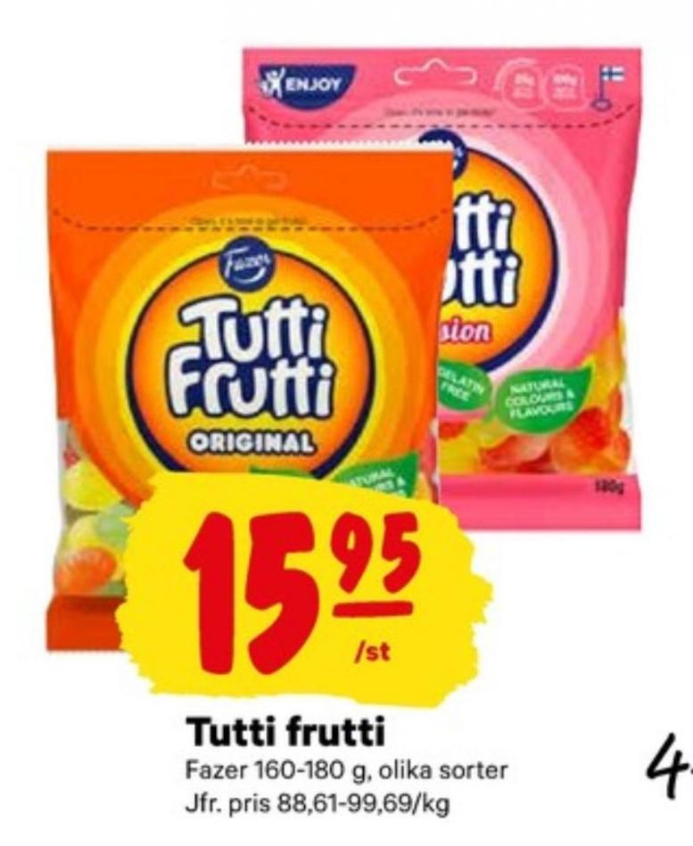 Fazer Tutti Frutti Original Godispåsar City Gross Juni 2023
