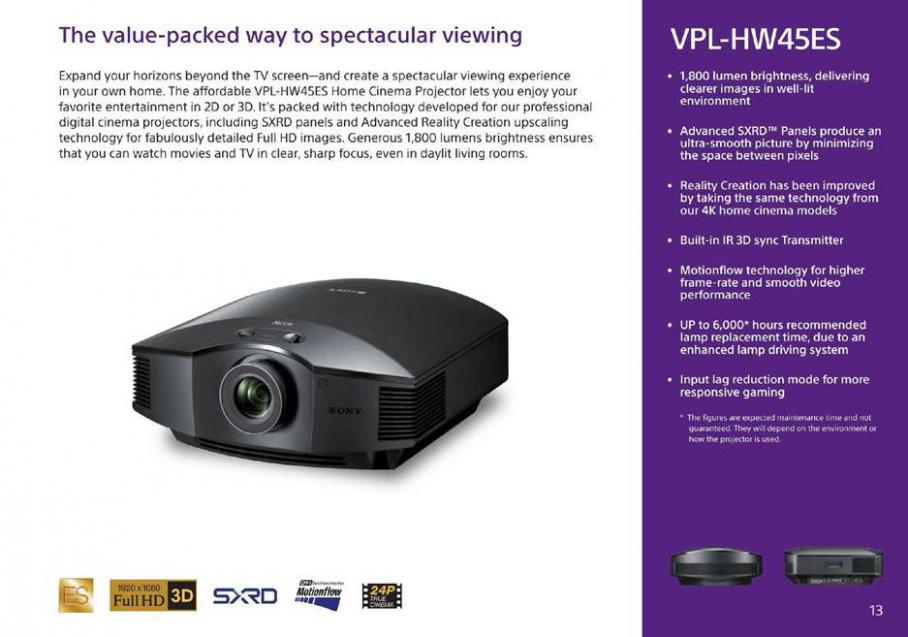  Sony Home Theater Projectors . Page 13