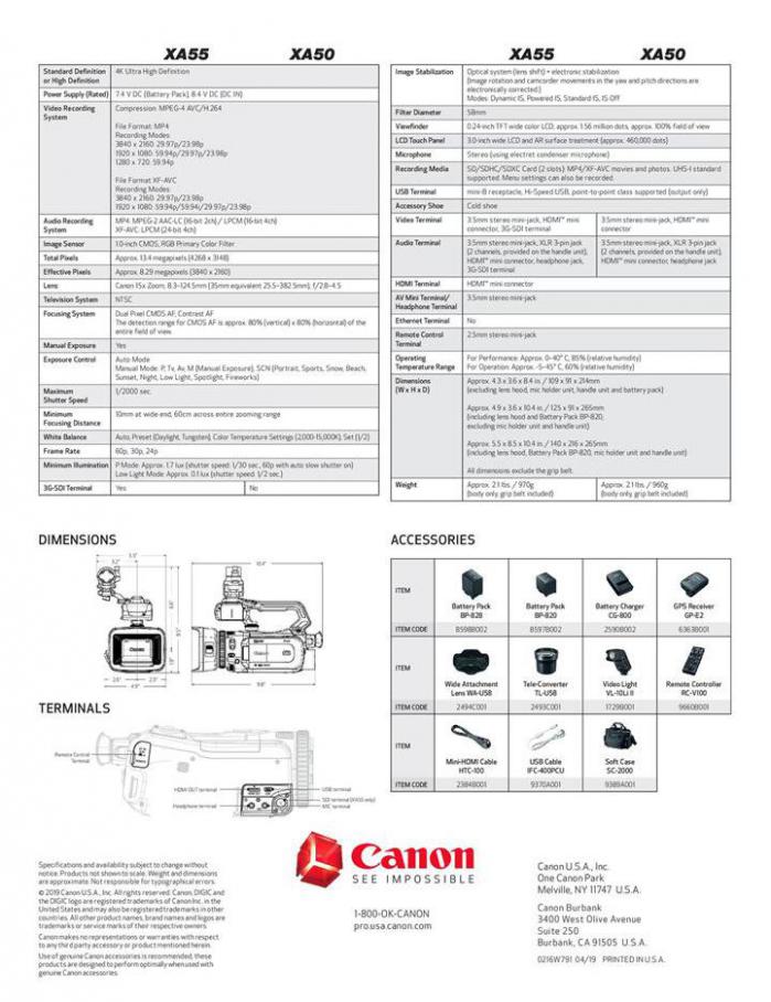  Canon XA55 & XA50 . Page 2