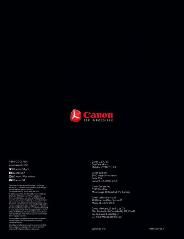  Canon Profesionnal Camcorders . Page 20