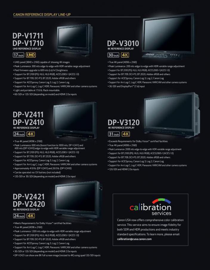  Canon Reference Displays 4K UHD . Page 3