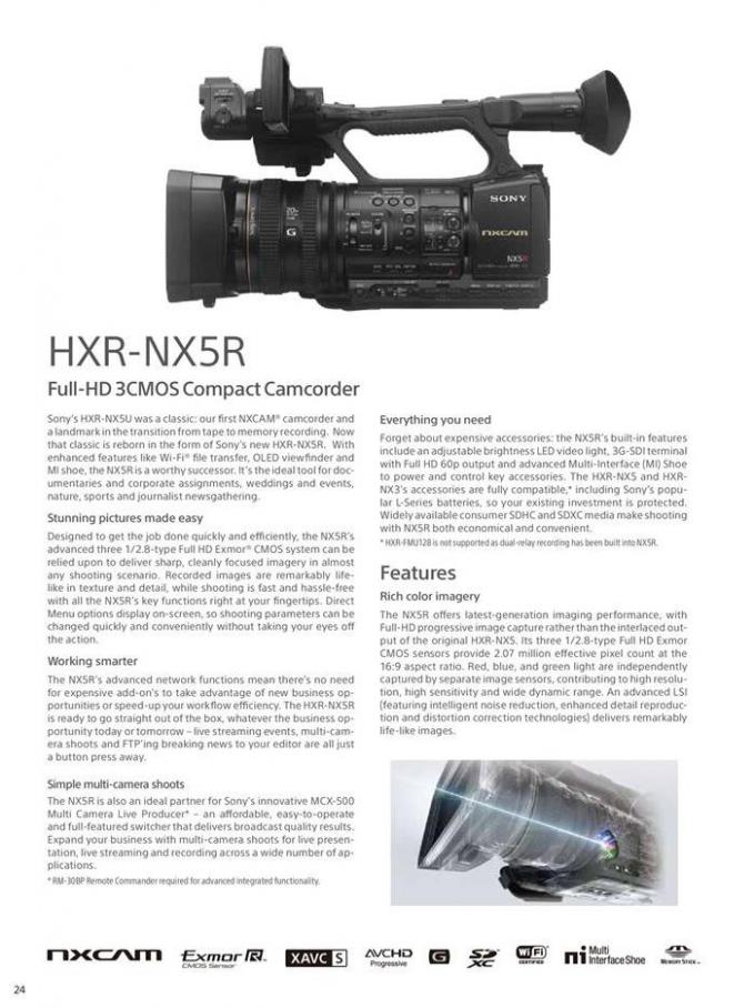  Sony Professional Camcorder Family . Page 24