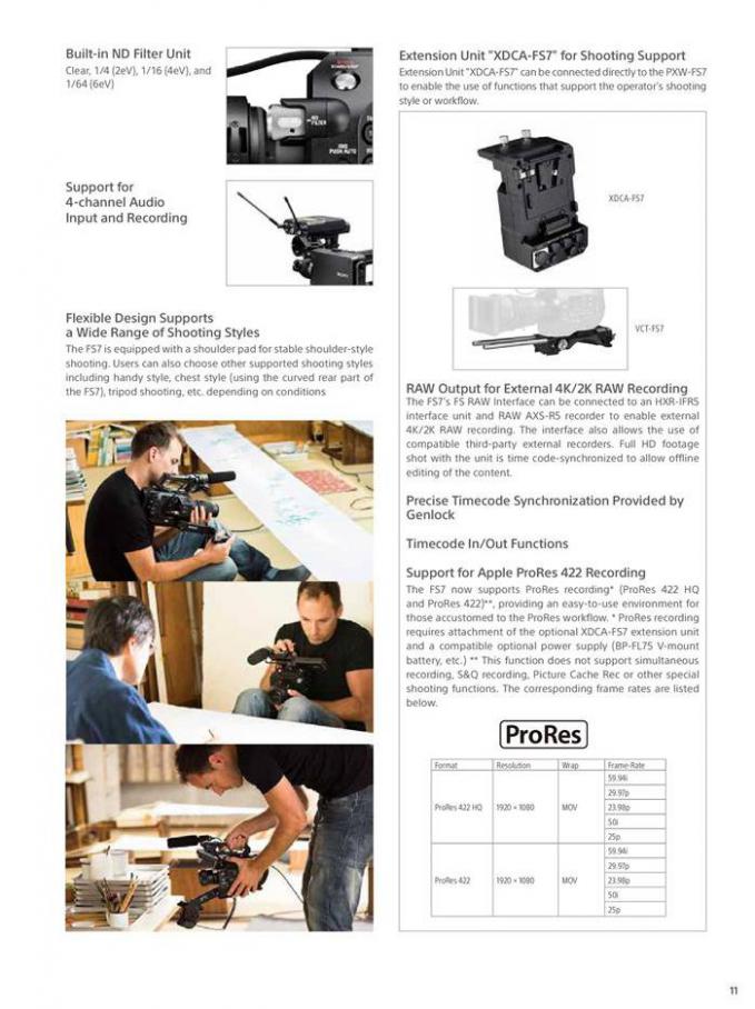  Sony Professional Camcorder Family . Page 11