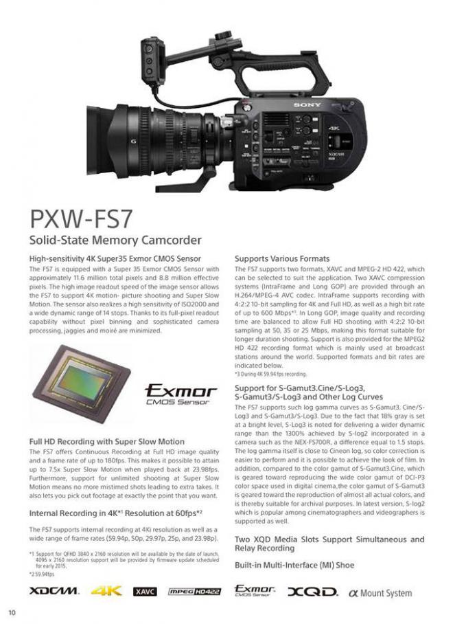  Sony Professional Camcorder Family . Page 10