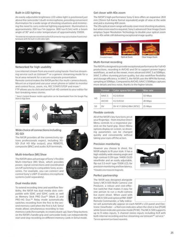  Sony Professional Camcorder Family . Page 25