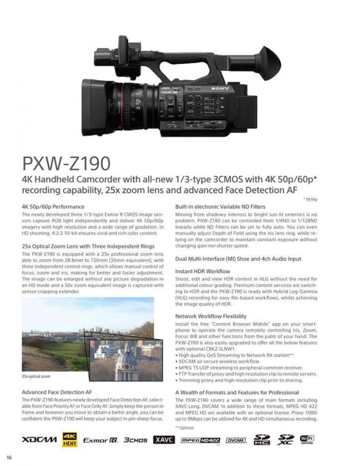  Sony Professional Camcorder Family . Page 16