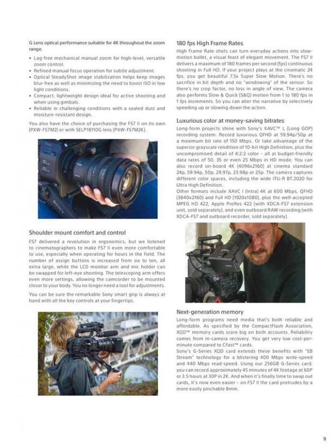  Sony Professional Camcorder Family . Page 9