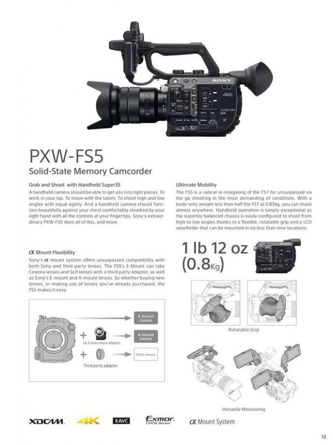  Sony Professional Camcorder Family . Page 13