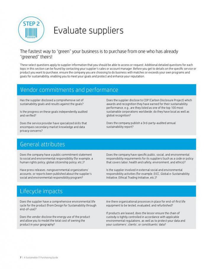  A sustainable IT purchasing guide . Page 7