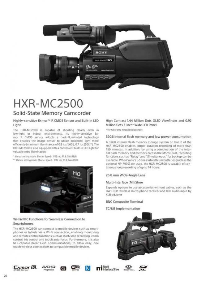  Sony Professional Camcorder Family . Page 26