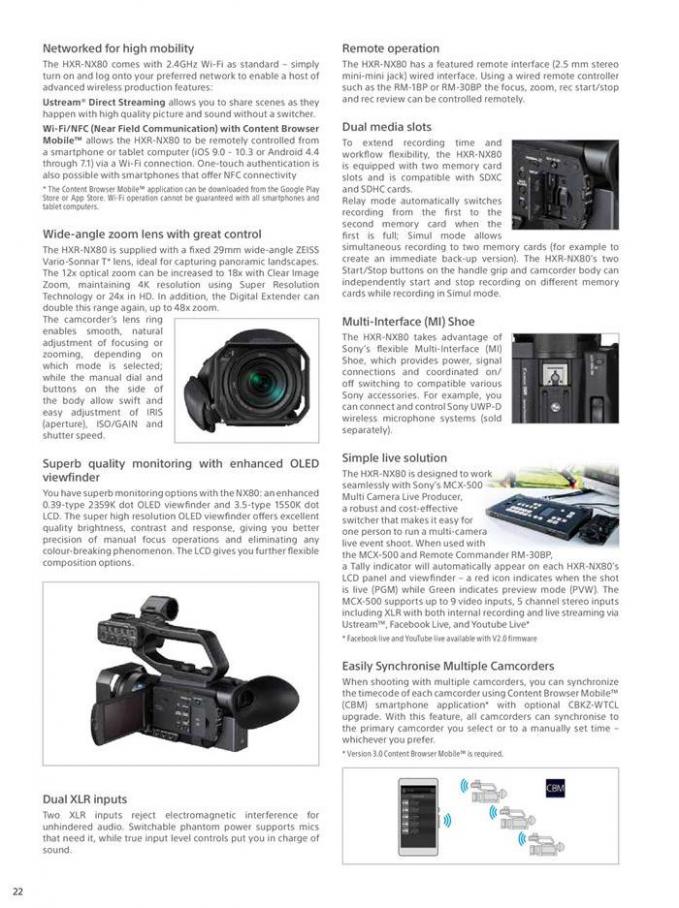  Sony Professional Camcorder Family . Page 22