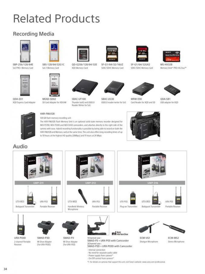  Sony Professional Camcorder Family . Page 34