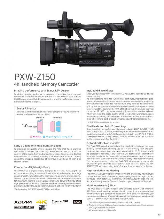  Sony Professional Camcorder Family . Page 17