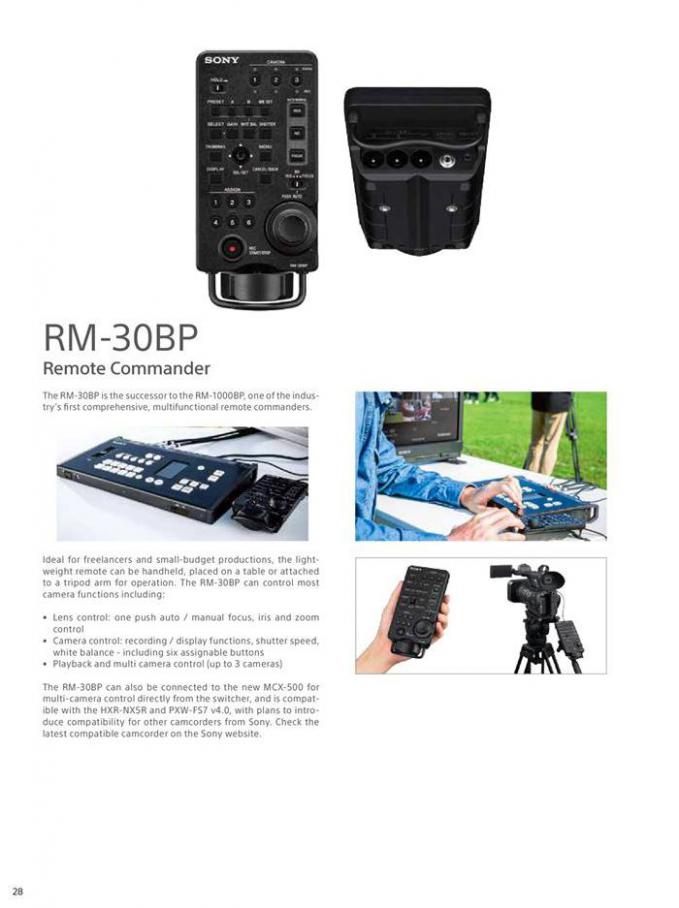  Sony Professional Camcorder Family . Page 28