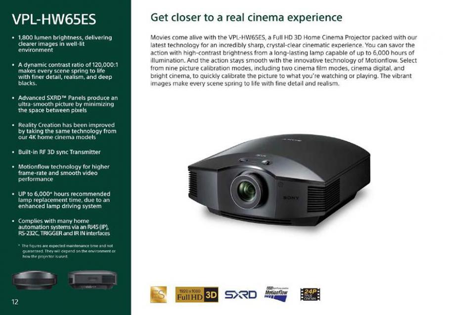  Sony Home Theater Projectors . Page 12