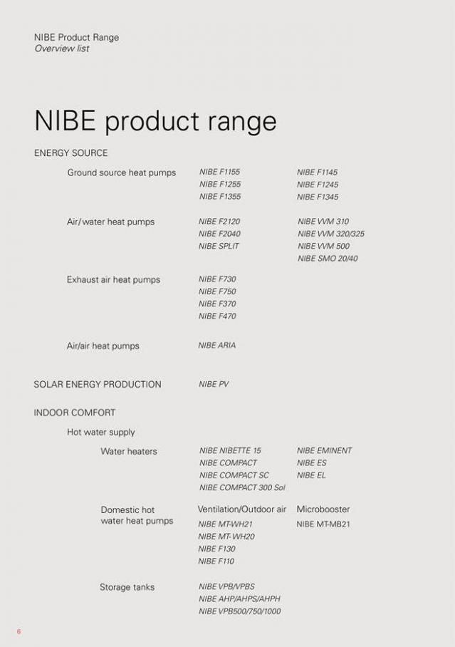  Nibe product range . Page 6