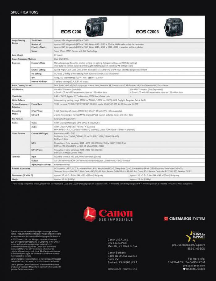 Canon EOS Cinema C200 Series. Page 2