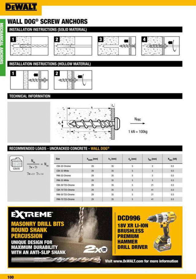 Dewalt Anchors & Fixing Systems. Page 100