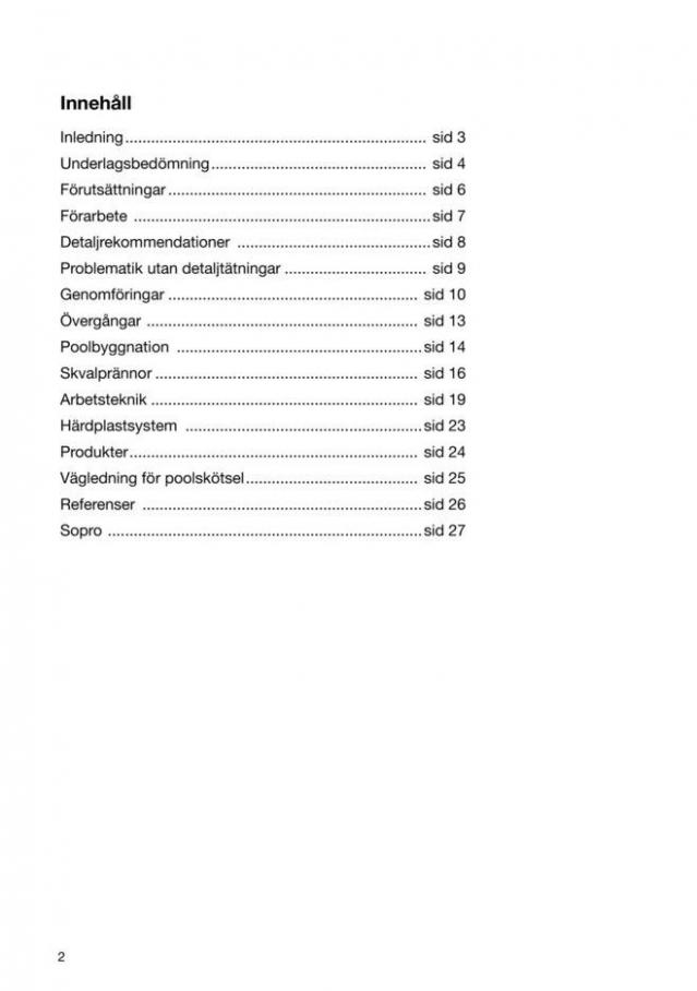  Sopro tätskiktssystem för pooler & bassänger . Page 2