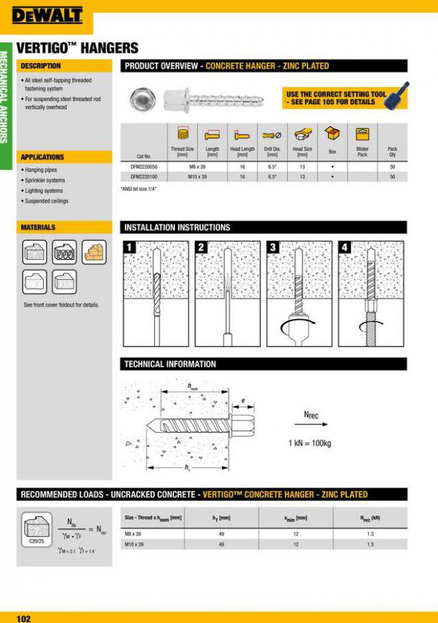 Dewalt Anchors & Fixing Systems. Page 102