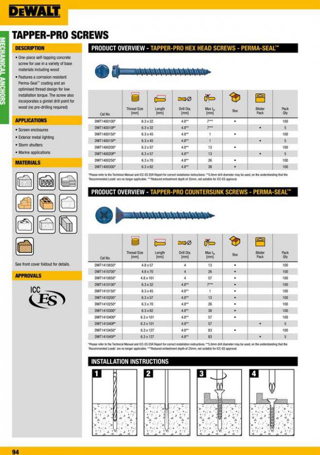 Dewalt Anchors & Fixing Systems. Page 94