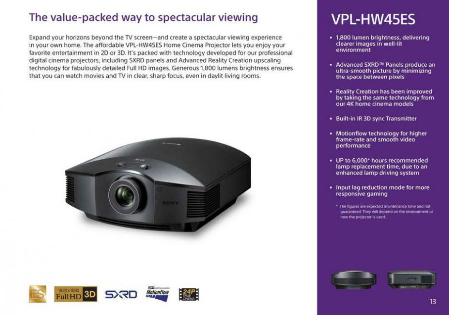 Sony Home Theater Projectors. Page 13
