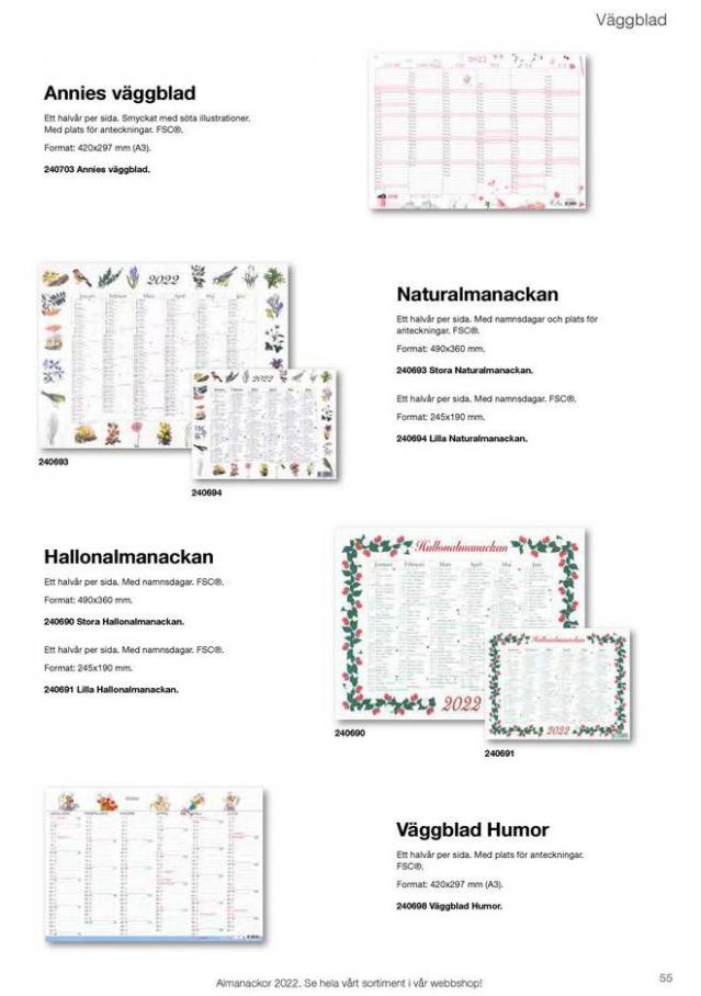 Almanackor och kalendrar 2022. Page 55