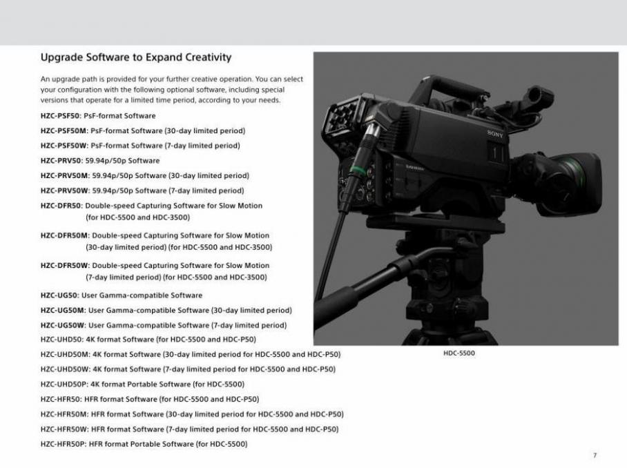 Sony HDC Series. Page 7