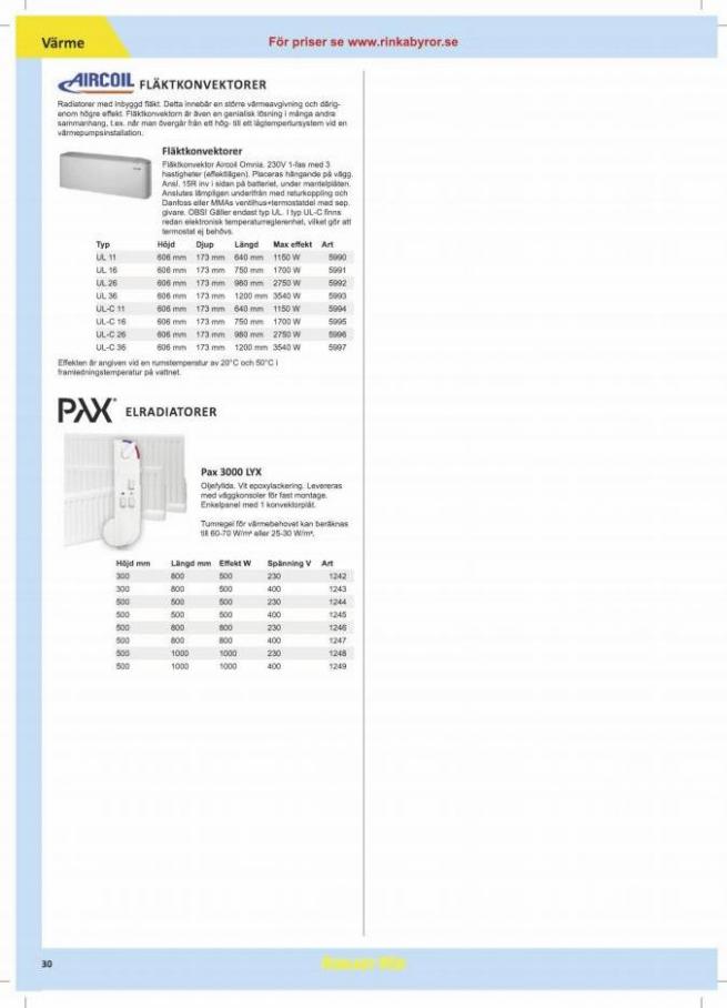 Rinkaby Rör Erbjudande Postorderkatalog 35B. Page 30