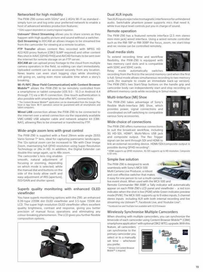 Professional Camcorder Family. Page 19