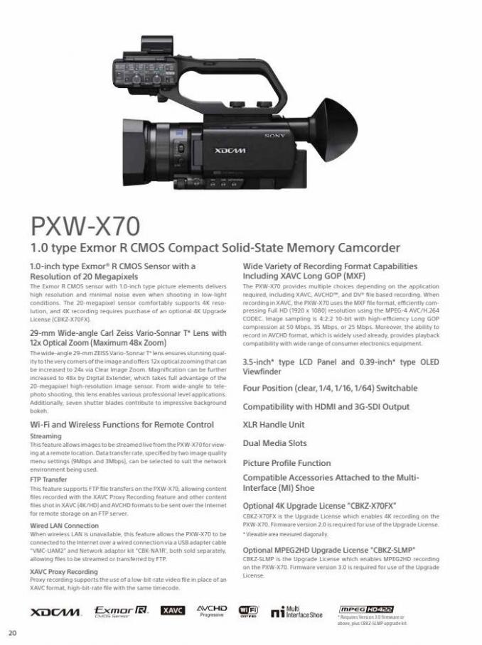 Professional Camcorder Family. Page 20