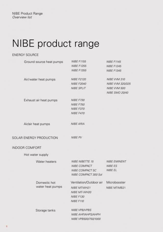 Nibe product range. Page 6