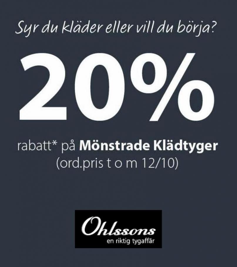 Mönstrade Klädtyger 20%. Ohlssons Tyger (2022-10-12-2022-10-12)