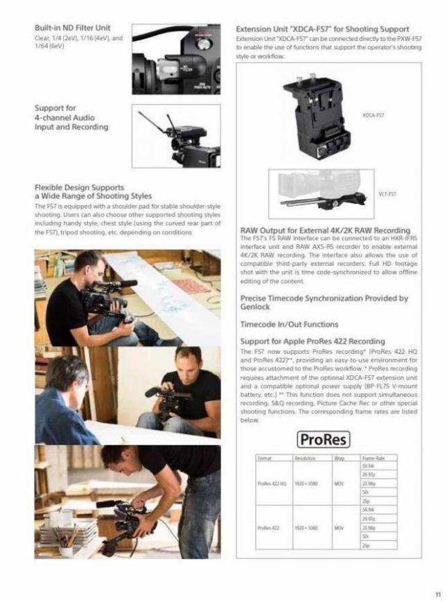 Sony Professional Camcorder Family. Page 11