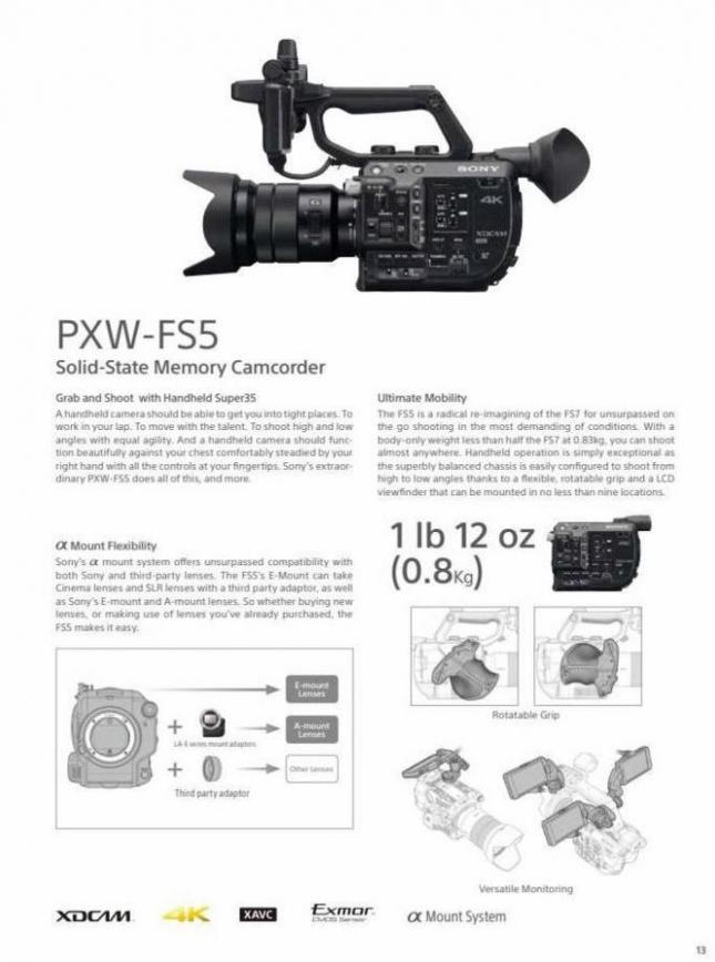 Sony Professional Camcorder Family. Page 13