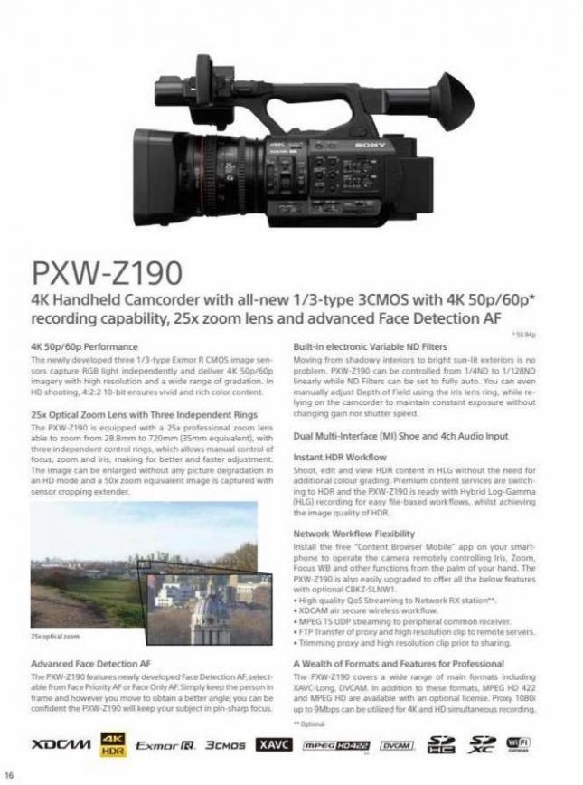 Sony Professional Camcorder Family. Page 16