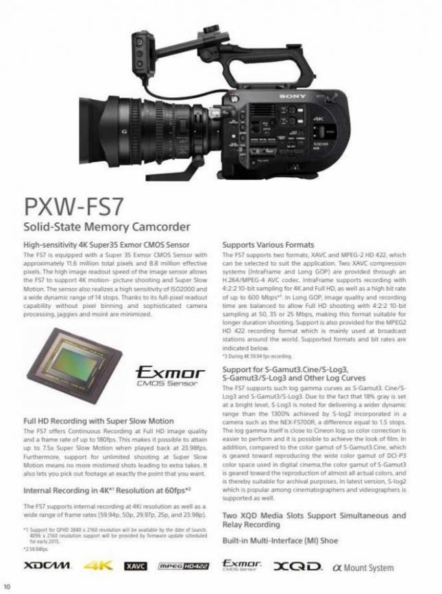 Sony Professional Camcorder Family. Page 10