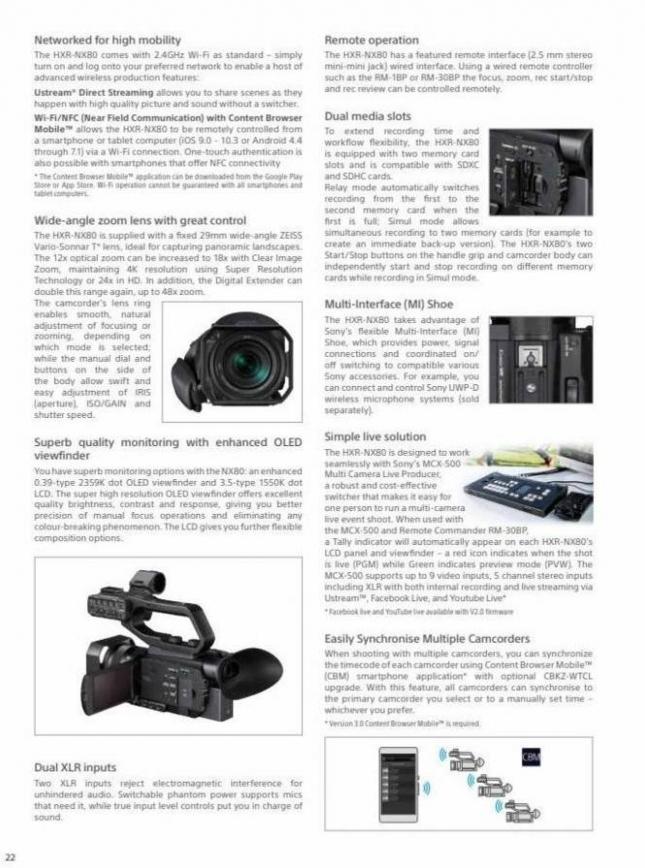 Sony Professional Camcorder Family. Page 22