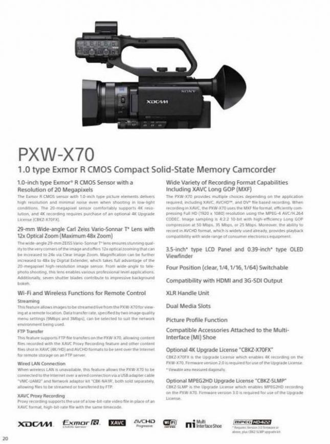 Sony Professional Camcorder Family. Page 20