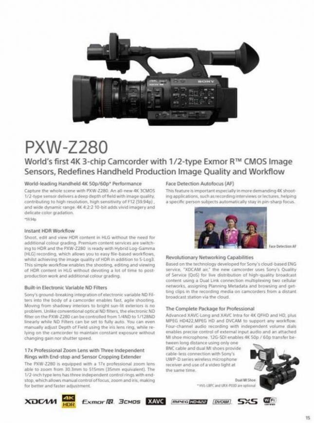 Sony Professional Camcorder Family. Page 15