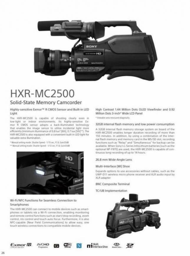Sony Professional Camcorder Family. Page 26