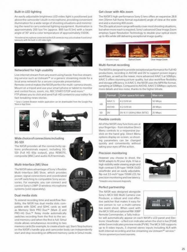 Sony Professional Camcorder Family. Page 25