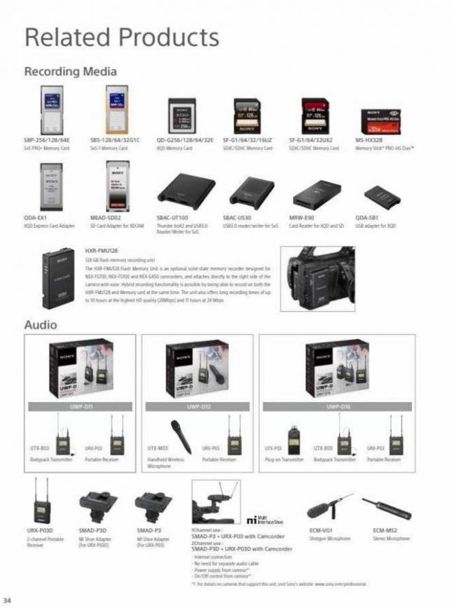 Sony Professional Camcorder Family. Page 34