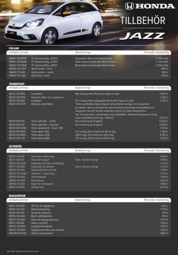 Honda Tillbehörsprislista Jazz Hybrid. Honda (2024-03-22-2024-03-22)