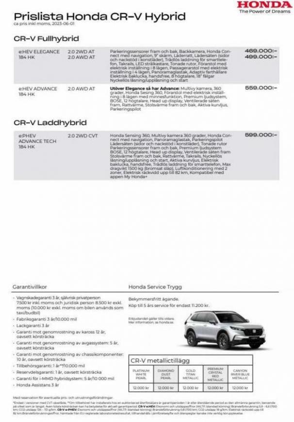 Honda CR-V Hybrid Prislista. Honda (2024-08-02-2024-08-02)