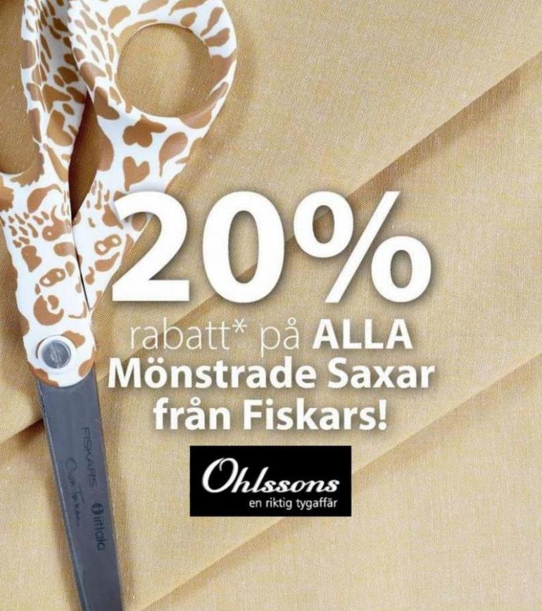 20% rabatt på ALLA Mönstrade Saxar från Fiskars. Ohlssons Tyger (2023-11-29-2023-11-29)