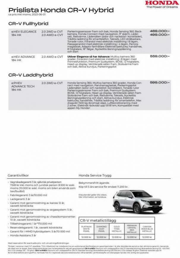 Honda CR-V Hybrid Prislista. Honda (2024-10-28-2024-10-28)