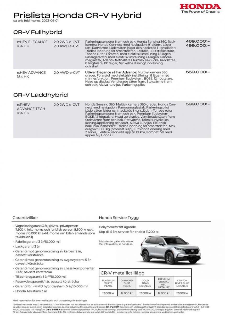 Honda CR-V Hybrid Prislista. Honda (2024-10-28-2024-10-28)