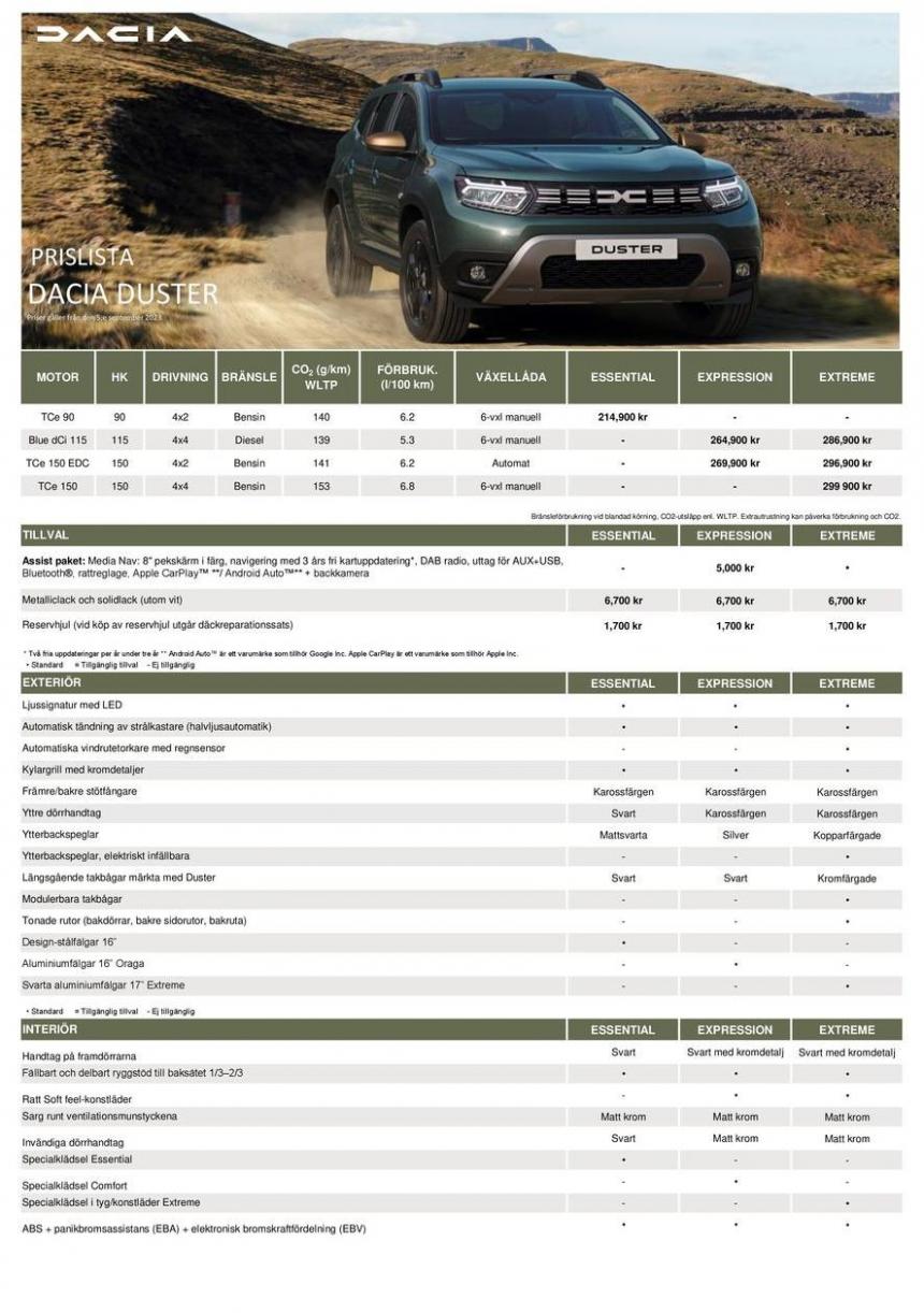 Dacia Duster - Prislista. Dacia (2024-05-08-2024-05-08)