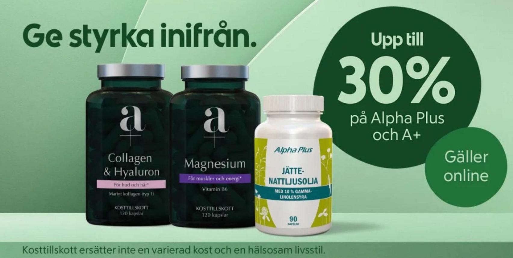 Upp till 30% på Alpha Plus och A+. Apotek Hjärtat (2024-08-14-2024-08-14)